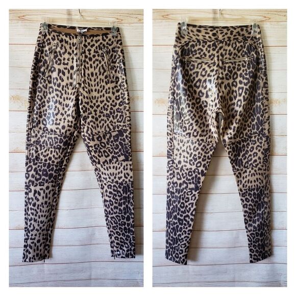 Mistress Rocks Los Angeles Stretch Leopard Paneled High Rise Leggings Small - Picture 1 of 10